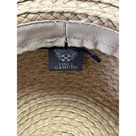 Vince Camuto Straw Hat – Wide Brim Boater Style w/ Black Bow Band - Picture 4 of 5